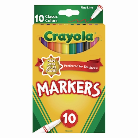 Crayola Non-Washable Marker, Fine Bullet Tip, Assorted Classic Colors, 10PK 58-7726
