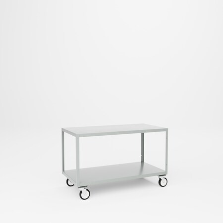 Pucel Two Shelf Mobile Table, Phenolic Casters, 48 in W x 24 in D x 30 in H, Gray MT-2448-2P