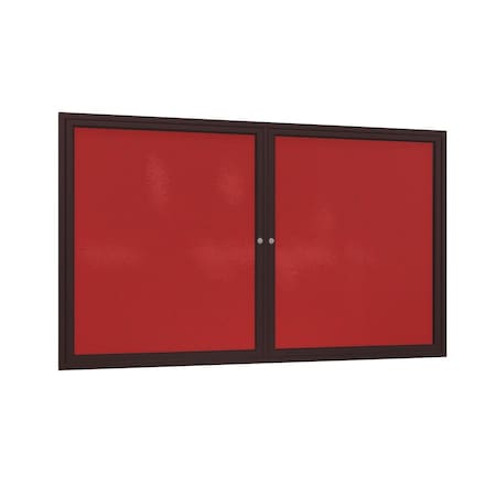 Ghent 2 Door Enclosed Fabric Bulletin Board, Bronze Aluminum Frame, 4'H x 5'W, Red PB24860F-98