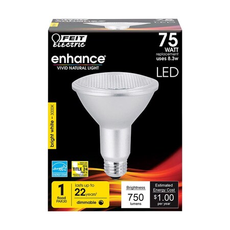 Feit Electric Feit Enhance PAR30 E26 (Medium) LED Bulb Bright White 75 Watt Equivalence 1 pk PAR30LDM/930CA