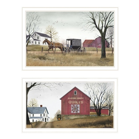 Homeroots Set Of Two Goin to Market 1 White Framed Print Wall Art, 2PK 406205