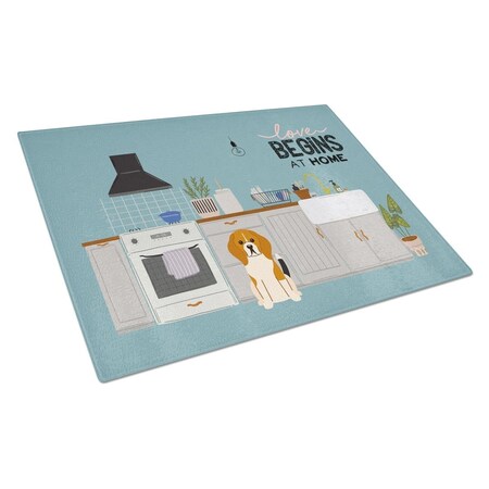 Carolines Treasures Tricolor Beagle Kitchen Scene Glass Cutting Board - Large CK7744LCB