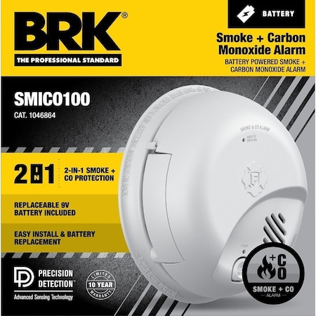 First Alert Smoke and Carbon Monoxide Alarm, 85 dBA, Ionization Sensor, White 1046864