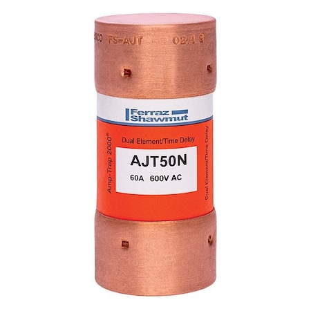 Mersen Fuse, AJT Series, Time-Delay, 600 V AC, Cylindrical AJT50N