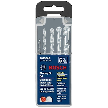 Bosch Rotary Drill Bit Set, Masonry, 5-Piece, Carbide BM5005
