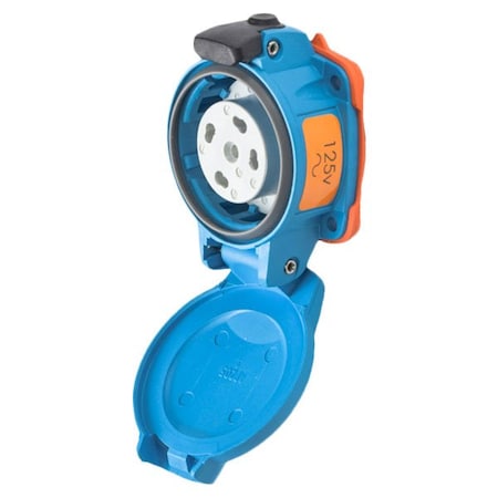 Meltric PN20 INLET POLY BLUE SIZE 1 TYPE 4X 1P+N+G 20 A 125 VAC 60 Hz REVERSE INTERIORS 01-N4075