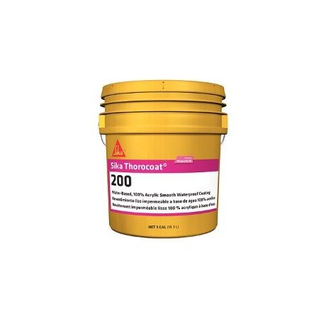 Sika Thorocoat 200 100% Acrylic Smooth Waterproof Coating, Ultra Deep Base, 5 Gallon Pail 808496