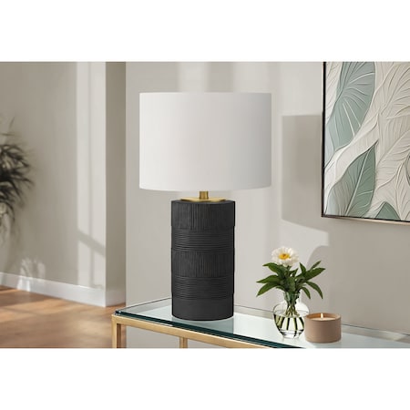 Monarch Specialties Lighting, 24 in.H, Table Lamp, Black Resin, Ivory / Cream Shade, Contemporary I 9619