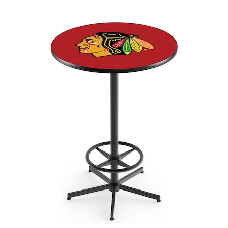 Holland Bar Stool Co 42" Black Chicago Blackhawks Pub Table L216B4236ChiHwk-R