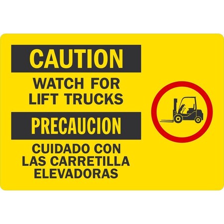 Lyle Watch For Lift Trucks (with graphic) (bilingual), 5x3.5, Engineer Grade, Yellow G-16718-ED_5x3.5