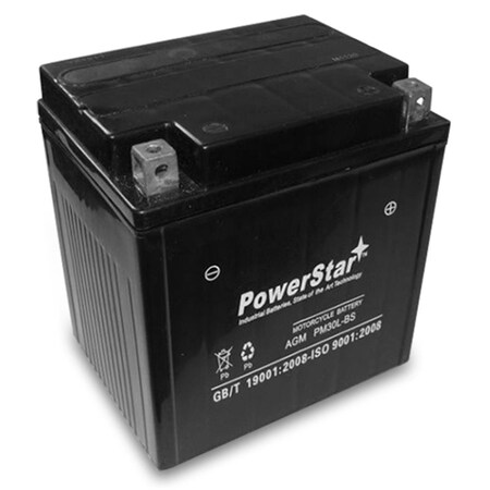 Powerstar YTx30L-BS Power Sports Battery Replaces ETx30L CYIx30L-BS YGIx30 M7230L PM30L-BS-17