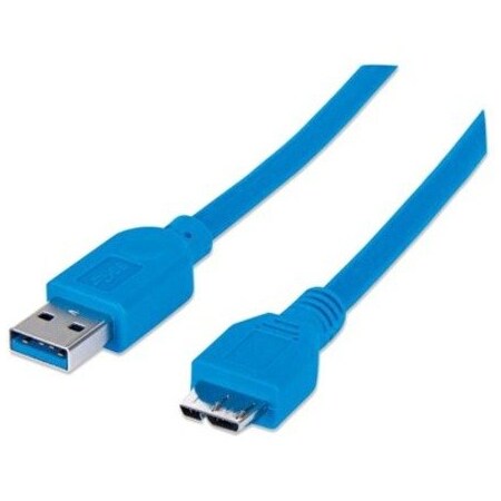 Manhattan SuperSpeed USB 3.0 A Male to Micro B Male Device Cable, 5 Gbps, 3 ft (1m), Blue 325417