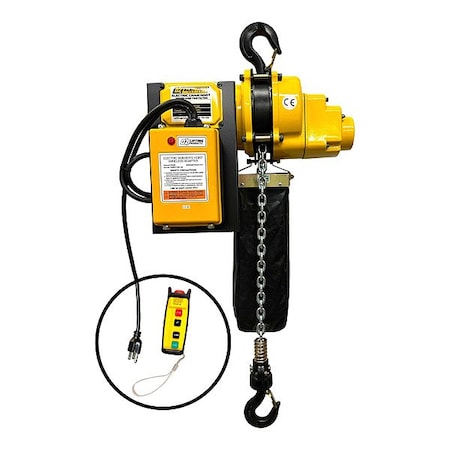 Oz Lifting Products Electric Chain Hoist, 13 fpm, Yellow OZ2000ECW-10