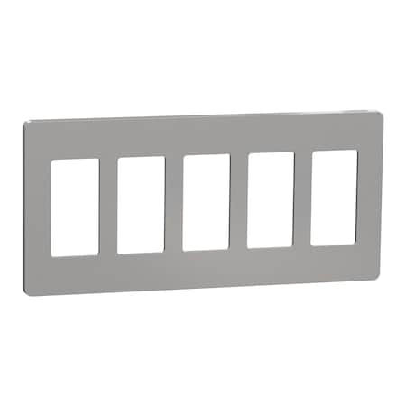 Square D Cover Frame, X Series, 5 Gangs Screwless, Number of Gangs: 5 Plastic, Matte Finish, Gray SQWP141005GY