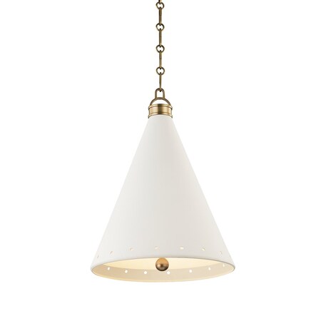 Hudson Valley Lighting Mark D. Sikes X Plaster No.1 1 Light Pendant 15 In. Aged Brass/White Plaster MDS401-AGB/WP