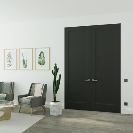 Sartodoors Hidden Double Doors Black 36x84 (2* 18x84) Solid Core Modern Interior QUADRO4111DMF-BLK-36x84-LH-I
