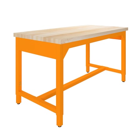 Diversified Spaces Lab Workbench, 16 ga Steel Frame, 96 in W, Carrot AMS96305T