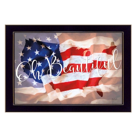 Homeroots Oh Beautiful America Black Framed Print Wall Art 405521