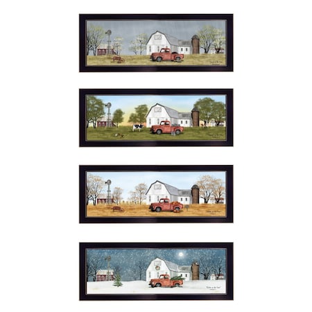 Homeroots Set Of Four Billy Jacobs Four Seasons Collection V Black Frame 3 Black Framed Print Wall Art, 4PK 406181