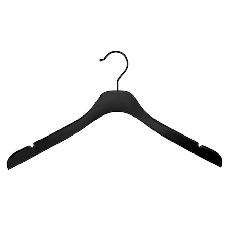 Nahanco 17in Low Gloss Black Wooden SlimLine Jacket Hanger w/ Black Hook, 25PK SL23217BH