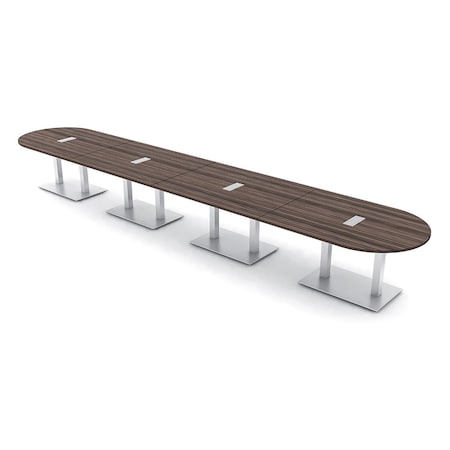 Skutchi Designs Racetrack Conference Table With Power, 48 in W, 240 in L, Brown HAR-RAC-48X240-DOU-H3041-ESIL