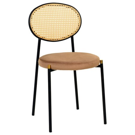 Leisuremod Euston Modern Wicker Dining Chair with Velvet Round Seat in Brown EC17BR