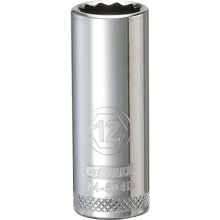 Dewalt Deep Socket, 12 Pt, 3/8in, 12 mm DWMT74504OSP