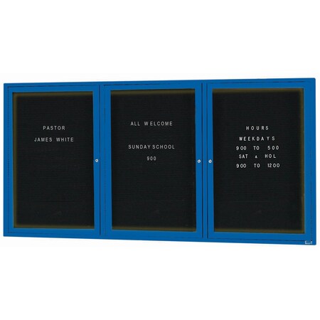 Aarco Illuminated Outdoor Enclosed Directory w/ Al Frame, Powder Coated Blue, 36''Hx72''W OADC3672-3IB