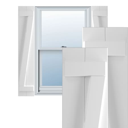Ekena Millwork True Fit PVC Two Board Joined Board-n-Batten Shutters w/Z-Bar, White , 10 3/4W x 55H, PR TFP102BBF11X055WH