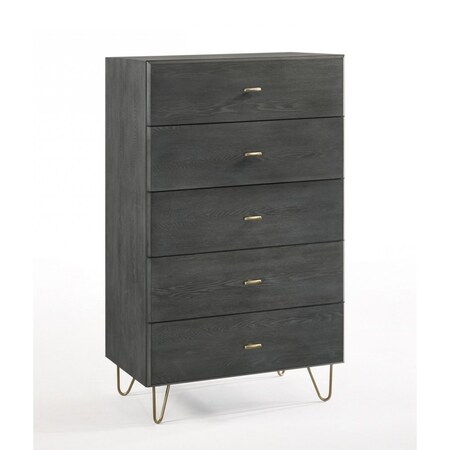 Homeroots 30" Grey Manufactured Wood Five Drawer Chest 473083
