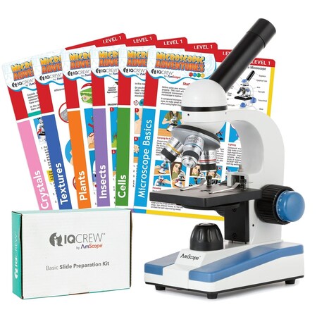 Amscope M150 Portable Student Monocular Compound Microscope 40X-1000X w/LED, Basic Slide Preparation Kit and M150C-SP15-EXCL1