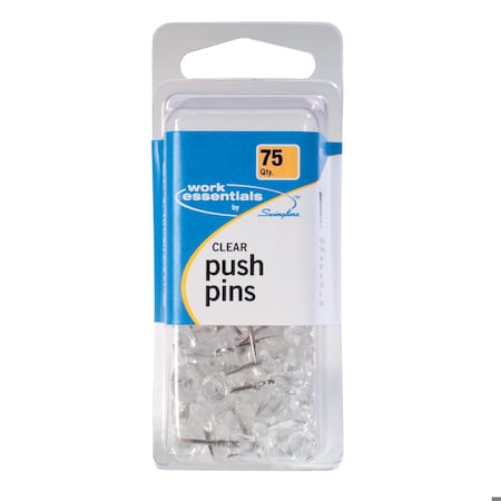 Acco ACCO Push Pins, Clear, 75/Box, PK 75 S7071760