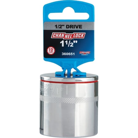 Channellock 1/2'' Drive 1-1/2'' 12-Point Shallow Standard Socket 360651