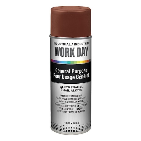 Work Day Spray Paint, Brown, Gloss, Solvent, 10 oz A04431007