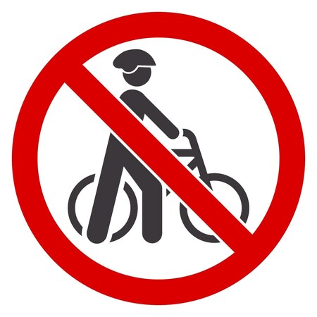 Lyle ISO Do Not Walk Your Bike Symbol, 11.75x11.75, Non-Reflective, White G-1926-NA_11.75x11.75