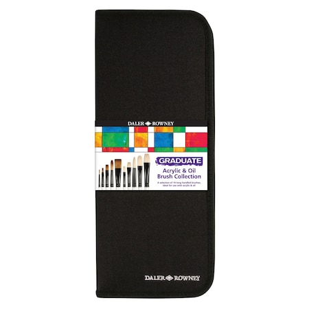 Daler-Rowney Graduate Artist's Brush Set with Zip Case, Long Handle, 10-Piece Set D212500110