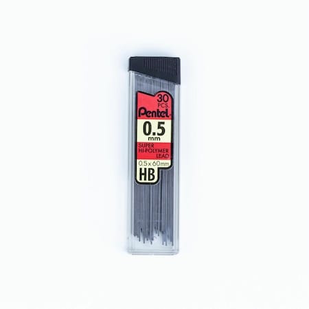 Pentel HB Super Hi-Polymer Leads, 0.5mm, Black, PK360, 360PK C25HB