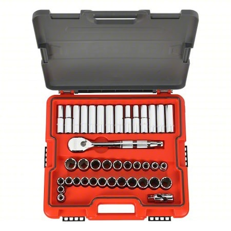 Proto 1/2 in Drive Socket Set Metric, SAE 41 Pieces 7/16 in to 1 in, 12 mm to 20 mm , Chrome J54341AS