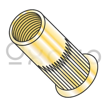 Oxoxo M10X1.50X3.56 Metric Thin Head Round Open-End Ribbed Rivet Nut Steel Zinc Yellow Zinc, 1000PK 540554