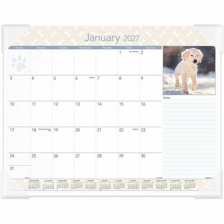 At-A-Glance Puppies Monthly Desk Pad Calendar, 22 x 17, 2022 DMD16632