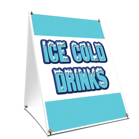 Signmission Ice Cold Drinks, 24 Inch x 18 Inch A-frame Yard Sign, Plastic Sign SBC-1824-Ice Cold Drinks