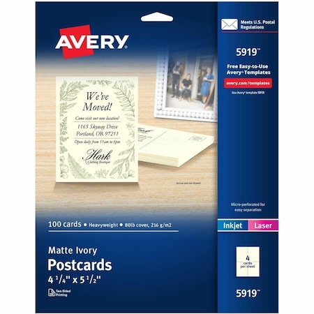 Avery Postcards, Ivory, Two-Sided 5919