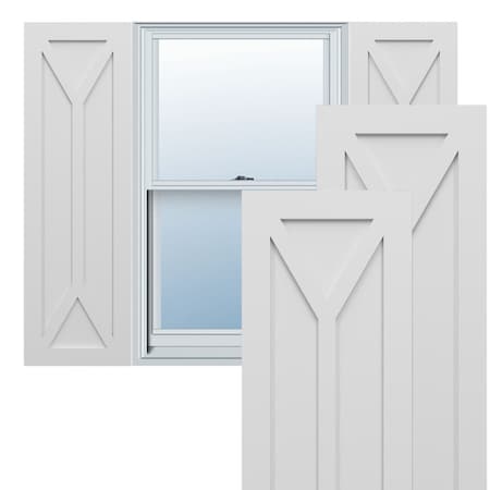 Ekena Millwork True Fit PVC San Carlos Mission Style Fixed Mount Shutters, White, 15W x 28H, PR TFP001SC15X028WH