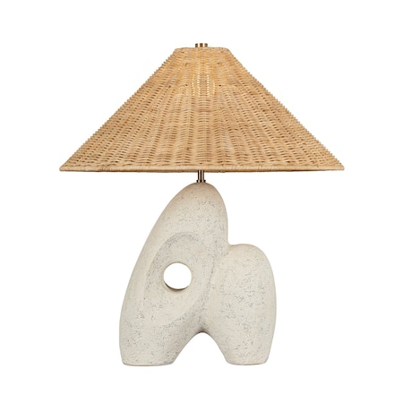 Troy Lighting Nairn 1 Light Table Lamp by Chandler McLellan, Patina Brass and Ceramic Rustic Bone, 22in x 24.5in PTL3425-PBR/CUB