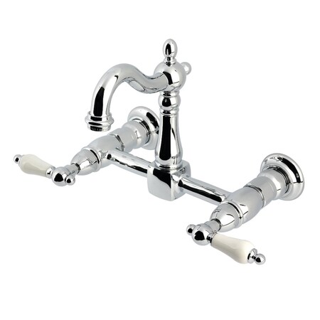 Kingston Brass Two-Handle Wall Mount Bridge Kitchen Faucet, Polished Chrome KS2441PL