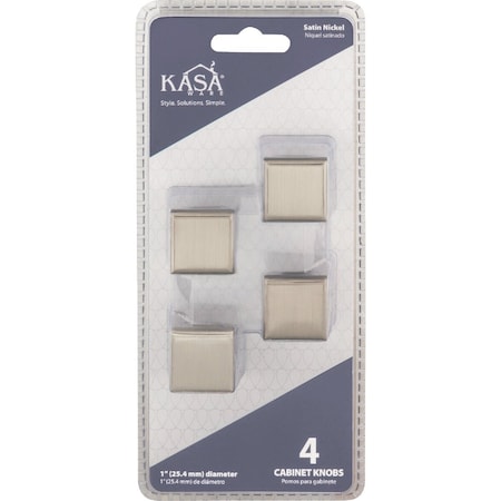 Hardware Resources KasaWare 1''Diameter Satin Nickel Flared Foot Square Knob, 4PK K313SN-4