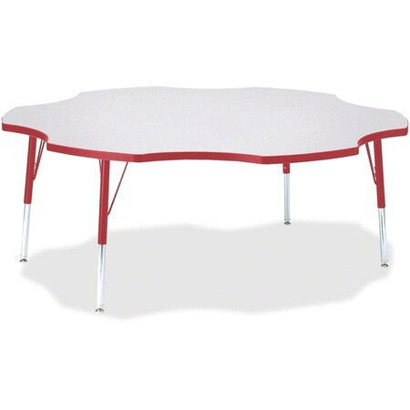 Jonti-Craft Berries Six Leaf Activity Table, 60 in., E-height, Freckled Gray/Red/Gray 6458JCE008