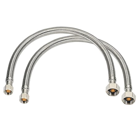 Homewerks 3/8 in. Compression X 1/2 in. D FIP 20 in. Braided Stainless Steel Supply Line 7223-20-38-2-B2