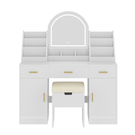 Homeroots 47" White Wood Lighted Mirrored Dresser 691723