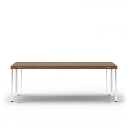 Homeroots 95" Walnut And Chrome Rectangular Manufactured Wood And Stainless Steel Dining Table 487374